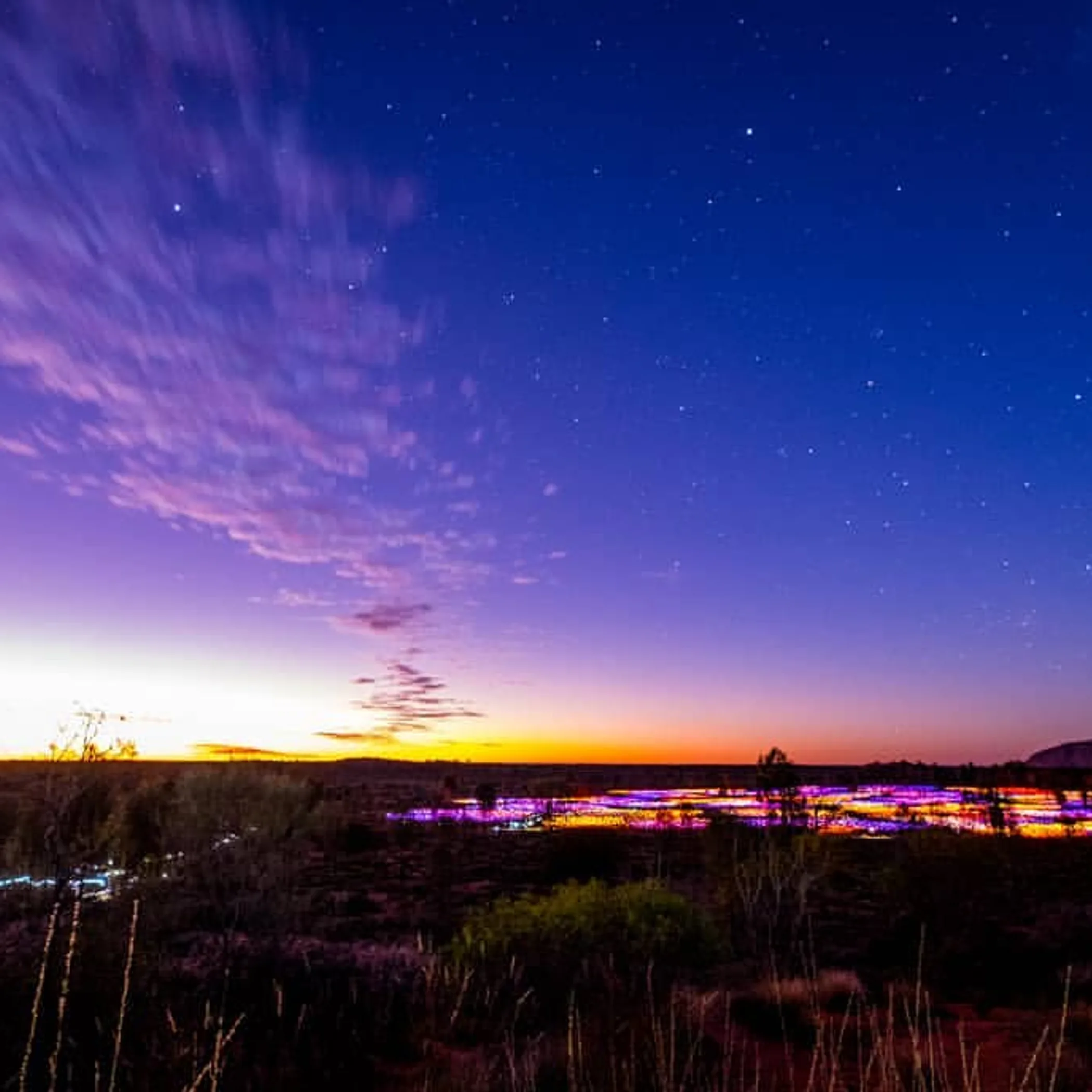 head torch illuminating rocky desert path