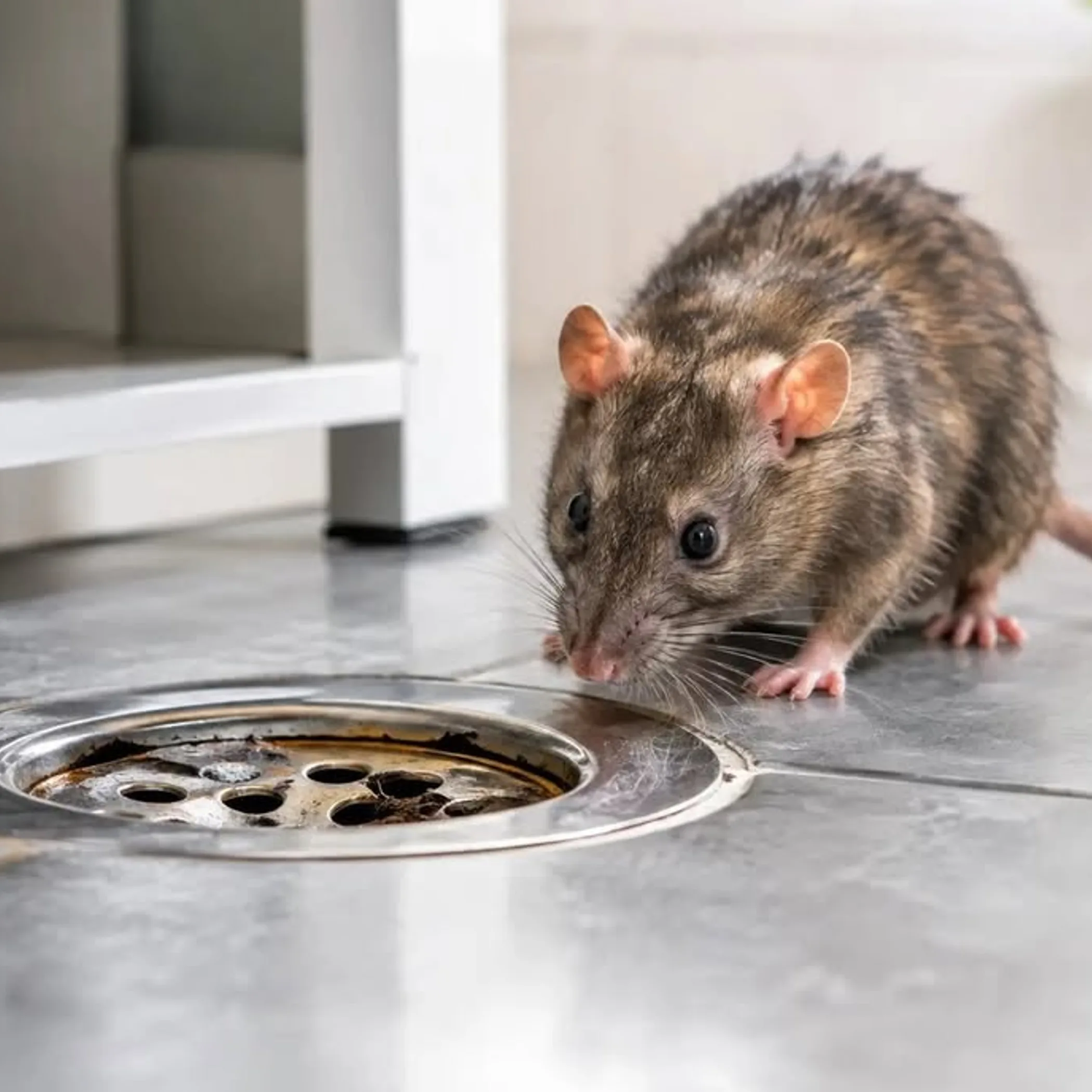 blocked drain with rat activity