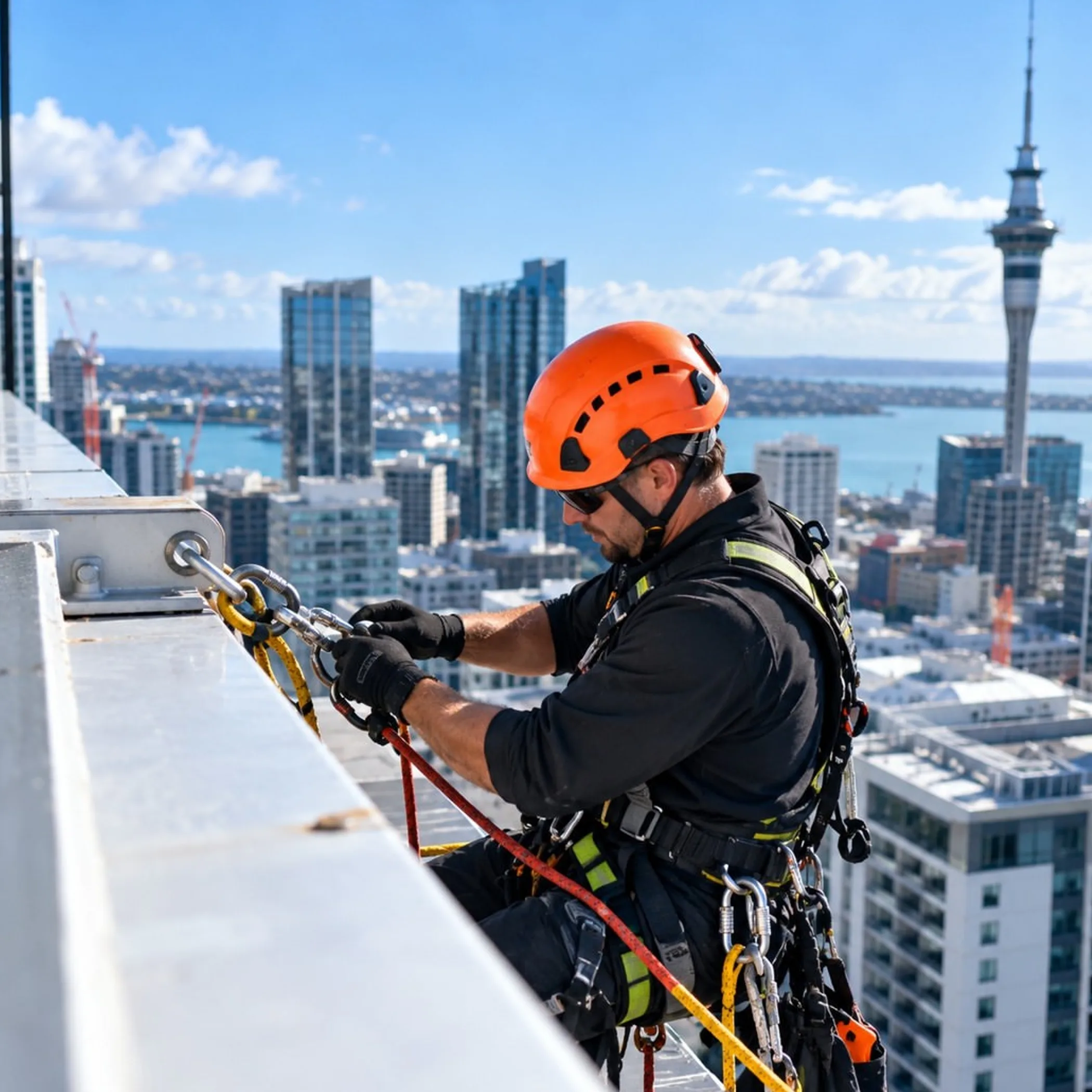 working at height with anchor inspection